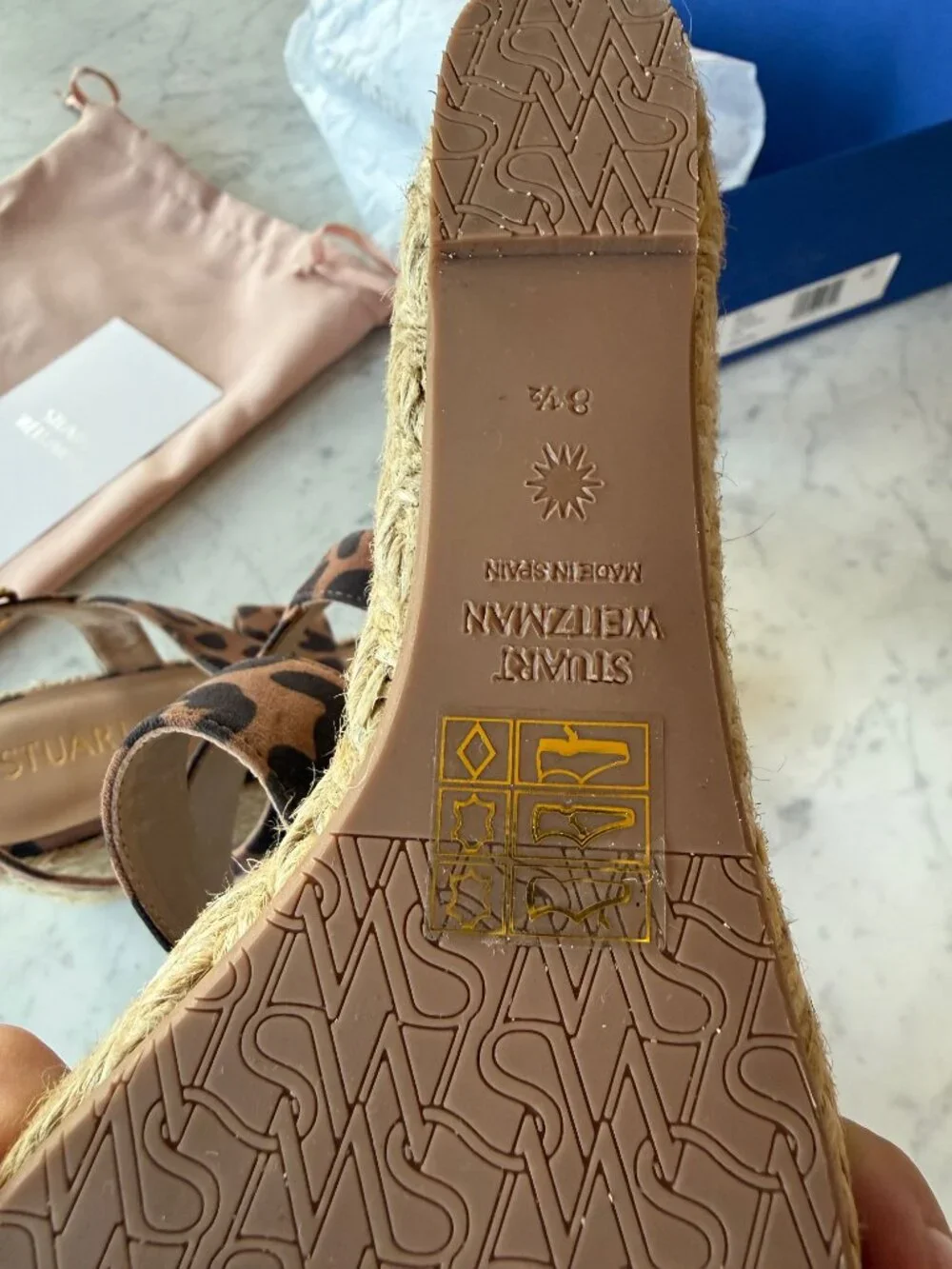 NIB Stuart Weitzman Ellette Espadrille Wedge Sandals | Cheetah Suede | 8.5